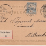 Ungarn/Serbien - 4 F. Ganzsache + Zusatz Einschreibekarte Török-Becse 1901