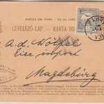 Ungarn/Kroatien - 4 F. Ganzsache + Zusatz K1 Kostajnica - Magdbeurg 1900