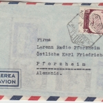 Spanisch Marokko - 2 Pts. Flugpostmarke Luftpostbrief Tetuan - Pforzheim 1952