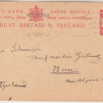 England - Willesden 15 NOV 12 Masch.stpl. 1 P. Ganzsache i.d. SCHWEIZ