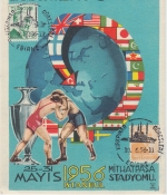 Türkei - Weltmeisterschaften Ringen Istanbul 1956 Sonderkarte m. SST Edirne