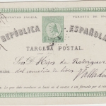 Spanien - 5 Cs. Ganzsache Frageteil Madrid - Valladolid 1874