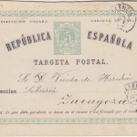 Spanien - 5 Cs. Ganzsache Frageteil Valencia - Zaragosa 1875