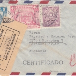 Paraguay - 1 G. 500. Geb. Columbus u.a. Luftpost Einschreibebrief Asuncion 1952