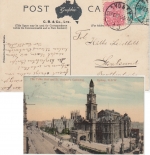 New South Wales - 1/2 P. Victoria u.a. farb. AK (Town Hall etc.) Sydney 1907