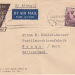 Australien - 1'6 Sh. Hermes illustr. Luftpostbrief i.d. SCHWEIZ Prahran 1949