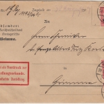 DR - 3x10 Pfg. Korbdeckel/Dienst Zustellurkunde Ortsbrief Grimma 1924