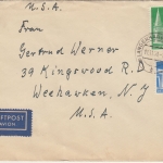 Bizone - 1 M.+30 Pfg. Bauten Luftpostbrief n. USA Langenhagen - Weehawken 1950