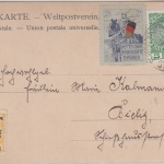 Neujahr - Handgemalte farb. Glückwunschkarte gelaufen 1908