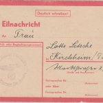 DR - Eilnachrichtenkarte Ulm 3. März 1945 Parteibeglaubigung n. Kirchheim/Teck