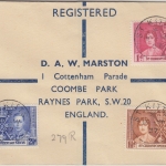 St. Christopher & Nevis - Coronation Satz Einschreibebrief St. Kitts 1937