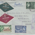 Sarawak - 25 C. Elisabeth/Freimarke u.a. Luftpost Einschreibebrief Miri 1963