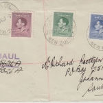 New Guinea - 1 Sh. Coronation George u.a. Einschreibebrief n. Südafrika 1937