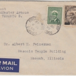 Kanada - 6/5 C. Flugpost/Überdruck u.a. Luftpostbrief n. USA Toronto Macomb 1949