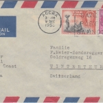 Gold Coast - 1 Sh. u.a. Freimarken Luftpostbrief i.d. SCHWEIZ Accra 1953
