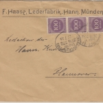 DR-Infla - Bahnpost Hannover Cassel Zug 772 Brief Hann. Münden Hannover 27.7.23