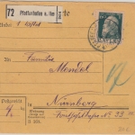 Bayern - Pfaffenhofen a/Ilm 60 Pfg. Luitpold Paketkarte n. Nürnberg