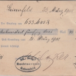 Bayern - Geisenfeld 1902 Ortskarte Empfangsbestätigung f. Postanweisung