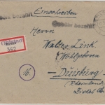 All.Bes. - Ohlstadt 11.3.46 Gebühr bezahlt Einschreibebrief n. Duisburg
