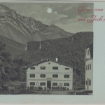 Bayern - Kochel Gasthaus Müller am Joch Mondschein-Litho ungelaufen ca. 1895