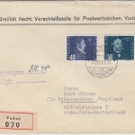 Liechtenstein - 40+50 Rp. Flugpioniere Einschreibebrief Vaduz - Netzschkau 1948