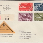 Liechtenstein - 30 J. Flugpost Satz Nachnahme Einschreibebrief/FDC Vaduz 7.4.60