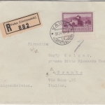 Liechtenstein - 60 Rp. Schloß Einschreibebrief n. ITALIEN Vaduz - Trento 1935
