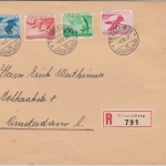 Liechtenstein - 1 Fr. Flugpost u.a. Einschreibebrief n. HOLLAND Triesenberg 1939