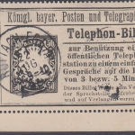Bayern - 50 Pfg. Telephon-Billet K1 Rottach-Egern 1899