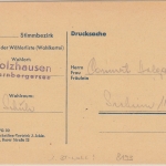 BRD - Holzhausen 1949 1. Bundestagswahl Wahlkarte