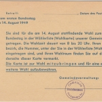 BRD - Holzhausen 1949 1. Bundestagswahl Wahlkarte