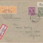 AM-Post - 30 Pfg. Oberrand u.a. Einschreibebrief Rüthen (Möhne) - Brilon 2.2.46