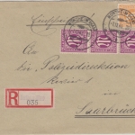 AM-Post - 3x12+6 Pfg. Einschreibebrief Northeim - Saarbrücken 7.12.45