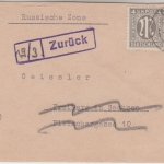 AM-Post - Darmstadt 28.2.46 Brief n. Freiberg Sa. - Retourvermerk