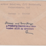 AM-Post - Darmstadt 28.2.46 Brief n. Freiberg Sa. - Retourvermerk