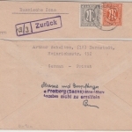 AM-Post - Darmstadt 28.2.46 Brief n. Freiberg Sa. - Retourvermerk