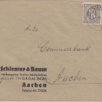 AM-Post - 4 Pfg. engl. Druck Paar Ortsbrief Aachen 1.2.46