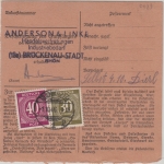 All.Bes./Kontrollrat - 3x40+30 Pfg. Ziffer Nachnahme-Paketkarte Mannheim 1946