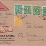 All.Bes./Kontrollrat - Weinsberg 1947 Nachnahme Einschreibebrief n. Faurndau