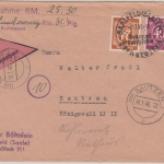 All.Bes./Kontrollrat - Saalfeld 1946 Handwerbestempel Nachnahmebrief n. Bautzen