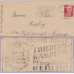 DDR - Deutschlandtreffen der Jugend Masch.werbestpl. Brief Berlin 1950