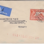 Gibraltar - 5 P. Freimarke Luftpostbrief n. Braunschweig 1952
