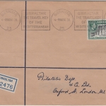 Gibraltar - 1 Sh. Freimarke Einschreibebrief n. Oxford 16.3.1938 (FDC ?)