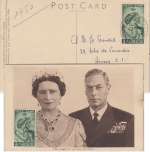 Gibraltar - 2x1/2 P. Silberhochzeit AK (Königspaar) n. Jersey 1948