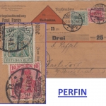 DR - 5+10 Pfg. Germania Perfin "P.P." Nachnahmekarte Berlin - Karlsdorf 1915