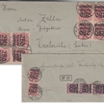 DR-Infla - 10x250 Tsd/500 M.+2x100 Tsd/100 M Brief Säckingen - Karlsruhe 3.10.23
