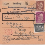 DR - 40+24+1 Pfg. AH Wertpaketkarte Heidelberg - Straßburg 1944 Absender !!