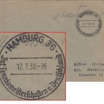 DR - Hamburg 36 Int. Tennismeisterschaften 1938 SST Postsache n. Berlin