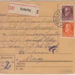 Bayern - 50+30 Pfg. Ludwig Einschreiben-Soldatenpaketkarte Racherting Mainz 1918