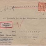All.Bes./Kontrollrat - Törwang ü. Rosenheim Pst.I Einschreibebrief n. FFM 1947